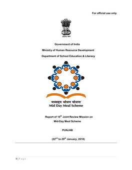 1 | Page for Official Use Only Government of India Ministry Of