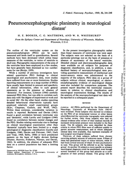 Pneumoencephalographic Planimetry in Neurological Diseaset