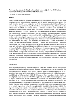 A Retrospective Case-Control Study to Investigate Horse and Jockey Level Risk Factors Associated with Horse Falls in Irish Point-To-Point Races L