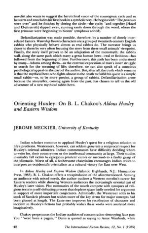 Orienting Huxley: on B. L. Chakoo's Aldous Huxley and Eastern Wisdom