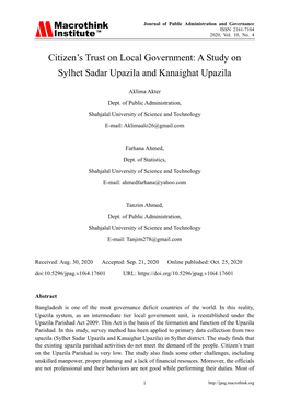 A Study on Sylhet Sadar Upazila and Kanaighat Upazila