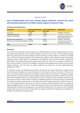 Pricol Limited(Erstwhile Pricol Pune Limited): Ratings Reaffirmed; Removed from Watch with Developing Implications and Stable Outlook Assigned on Long-Term Rating