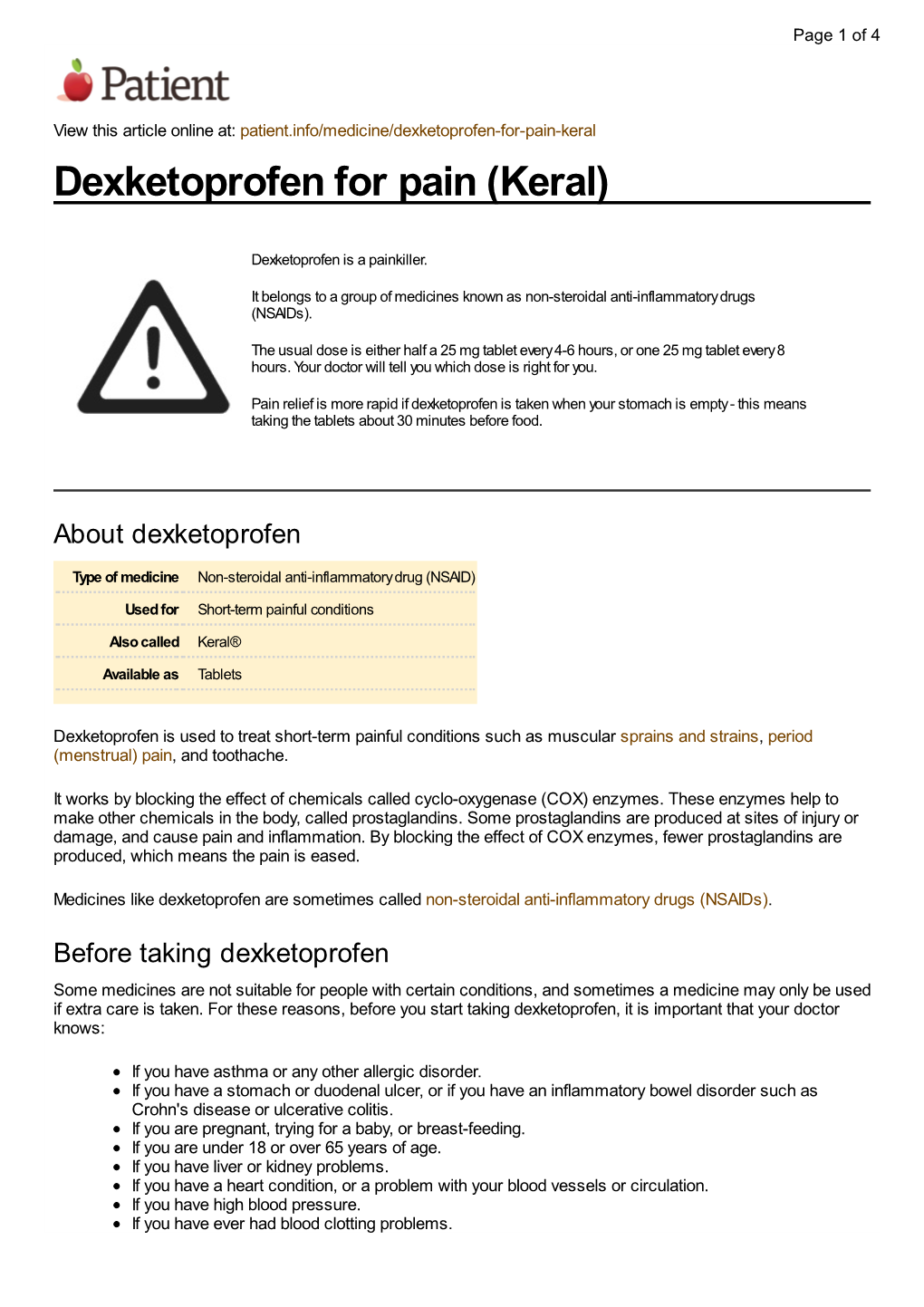 Dexketoprofen for Pain (Keral)