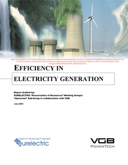 Efficiency in Electricity Generation July 2003