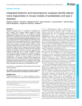 Integrated Lipidomic and Transcriptomic Analyses Identify Altered Nerve Triglycerides in Mouse Models of Prediabetes and Type 2 Diabetes Phillipe D