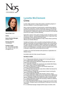 Lynette Mcclement Crime