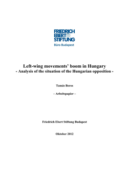 Left-Wing Movements' Boom in Hungary