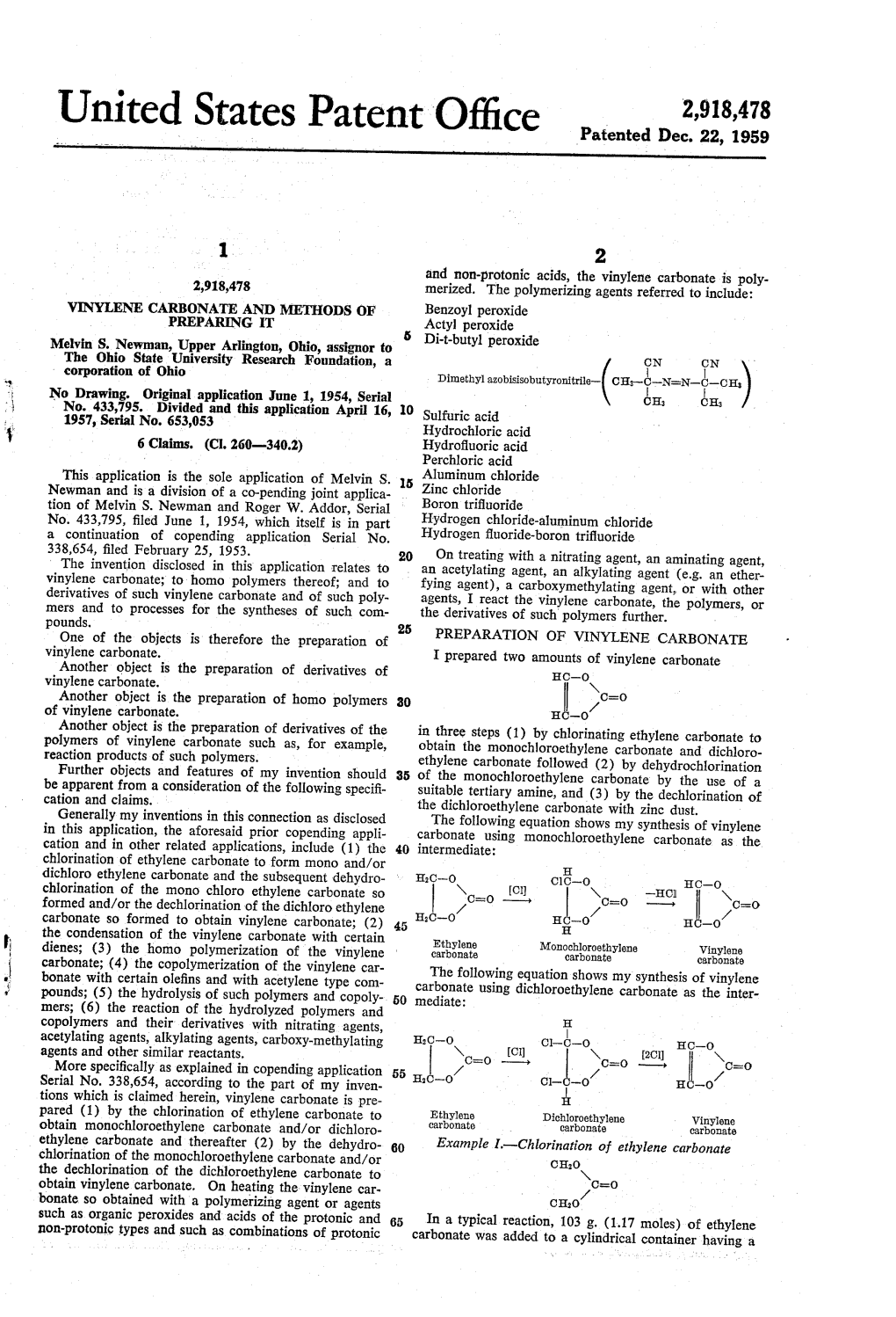 United States Patent Office 2,918,478 Patented Dec