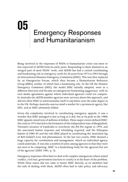 Emergency Responses and Humanitarianism