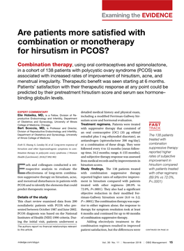 Are Patients More Satisfied with Combination Or Monotherapy for Hirsutism in PCOS?
