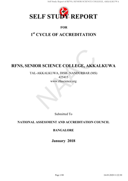 Self Study Report of RFNS, SENIOR SCIENCE COLLEGE, AKKALKUWA