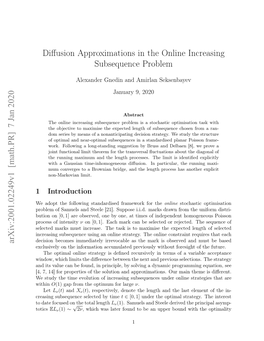 Diffusion Approximations in the Online Increasing Subsequence Problem