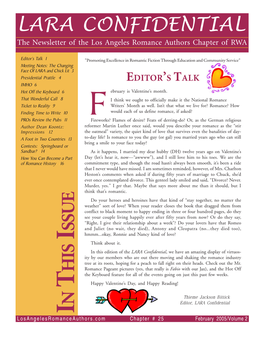 LARA CONFIDENTIAL the Newsletter of the Los Angeles Romance Authors Chapter of RWA