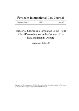 Territorial Claims As a Limitation to the Right of Self-Determination in the Context of the Falkland Islands Dispute