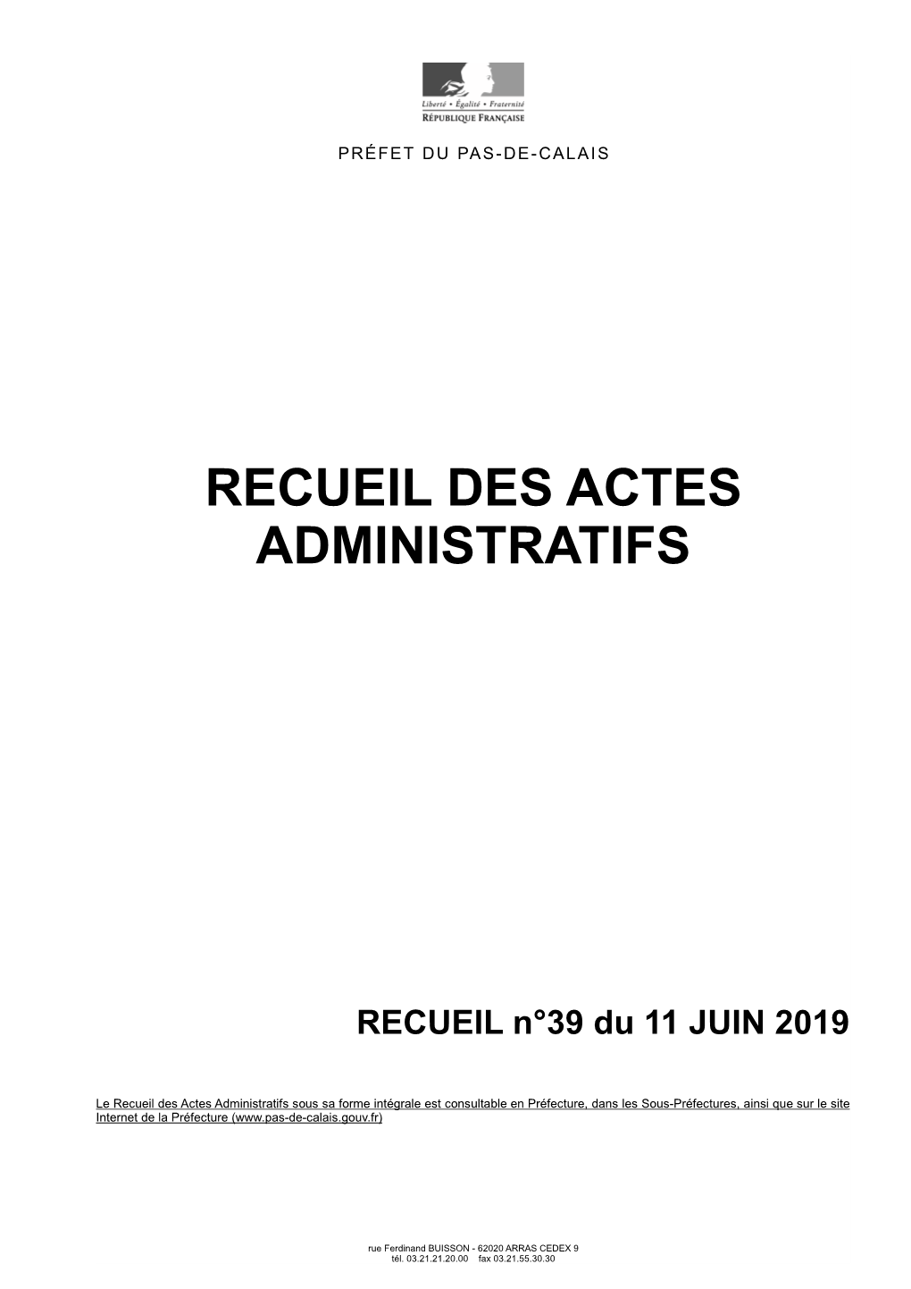 Recueil Des Actes Administratifs