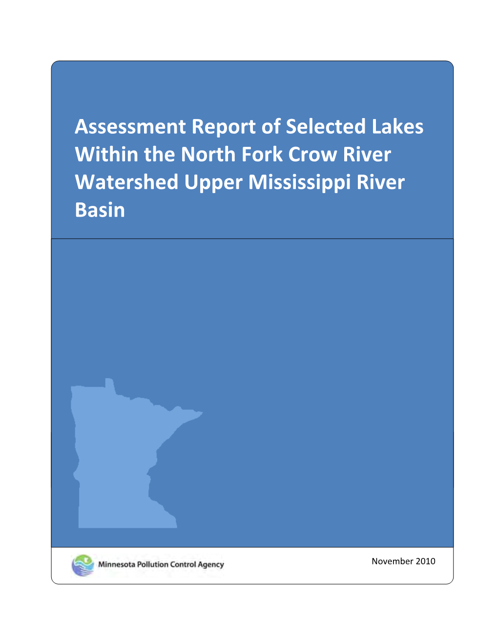 Assessment of Selected Lakes Within the North Fork Crow River Watershed