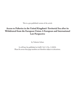 Access to Fisheries in the United Kingdom's Territorial Sea After Its