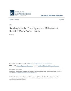 Place, Space, and Difference at the 2007 World Social Forum Conway