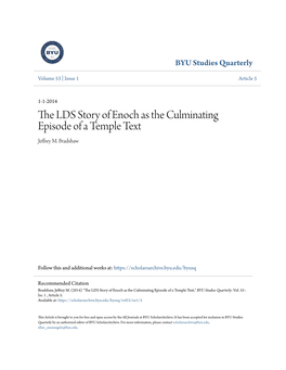 The LDS Story of Enoch As the Culminating Episode of a Temple Text," BYU Studies Quarterly: Vol