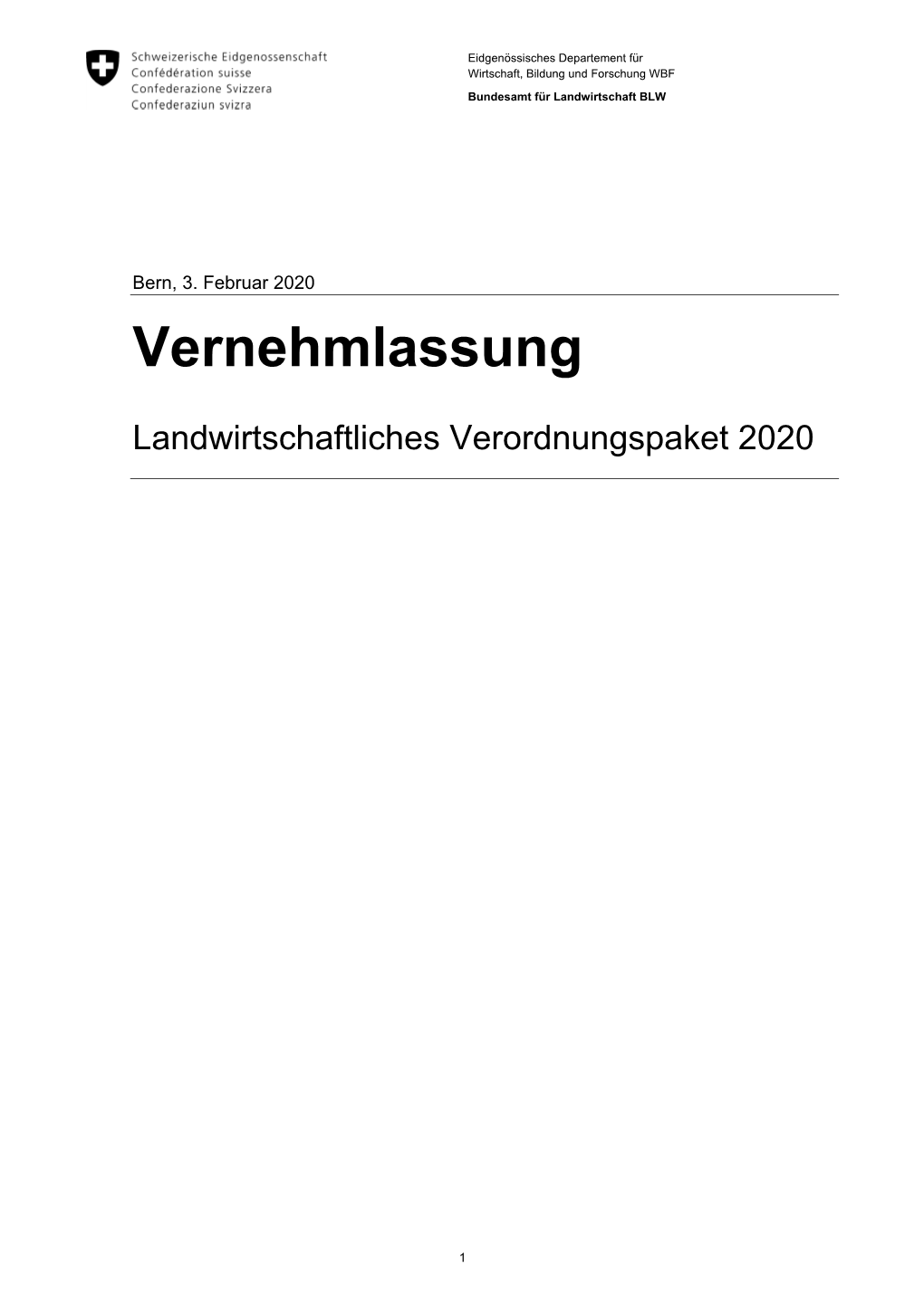 Landwirtschaftliches Verordnungspaket 2020