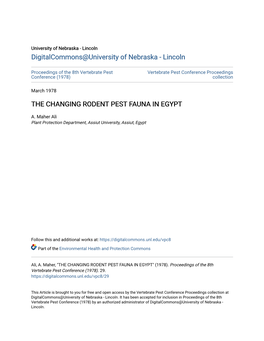 The Changing Rodent Pest Fauna in Egypt