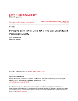 Developing a New Text for Music 304 at Iowa State University and Measuring Its Viability