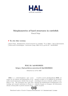 Morphometrics of Hard Structures in Cuttlefish Pascal Neige