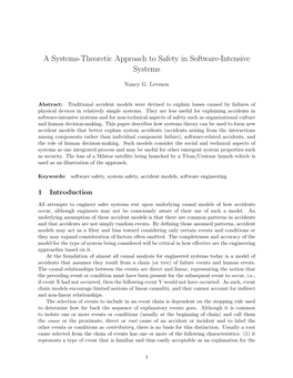 A Systems-Theoretic Approach to Safety in Software-Intensive Systems