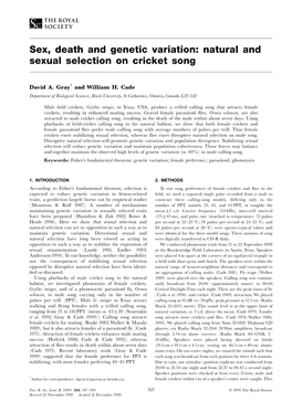 Sex, Death and Genetic Variation: Natural and Sexual Selection on Cricket Song
