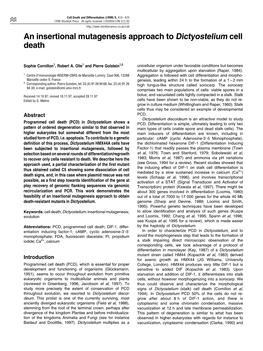 An Insertional Mutagenesis Approach to Dictyostelium Cell Death