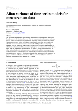 Allan Variance of Time Series Models for Measurement Data