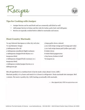 Tips for Cooking with Juniper Hunt Country Marinade