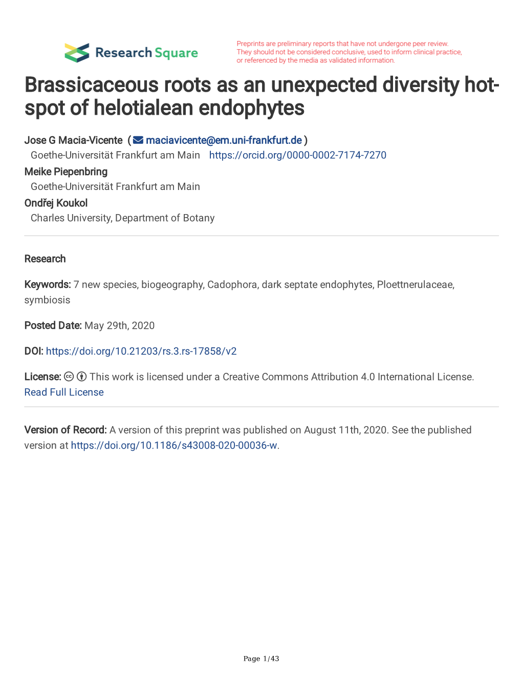 Spot of Helotialean Endophytes