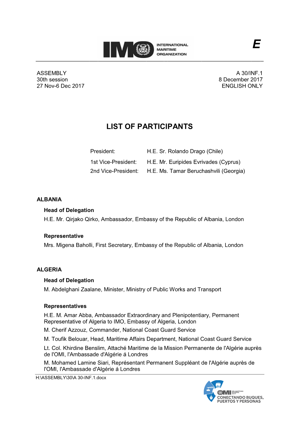 List of Participants