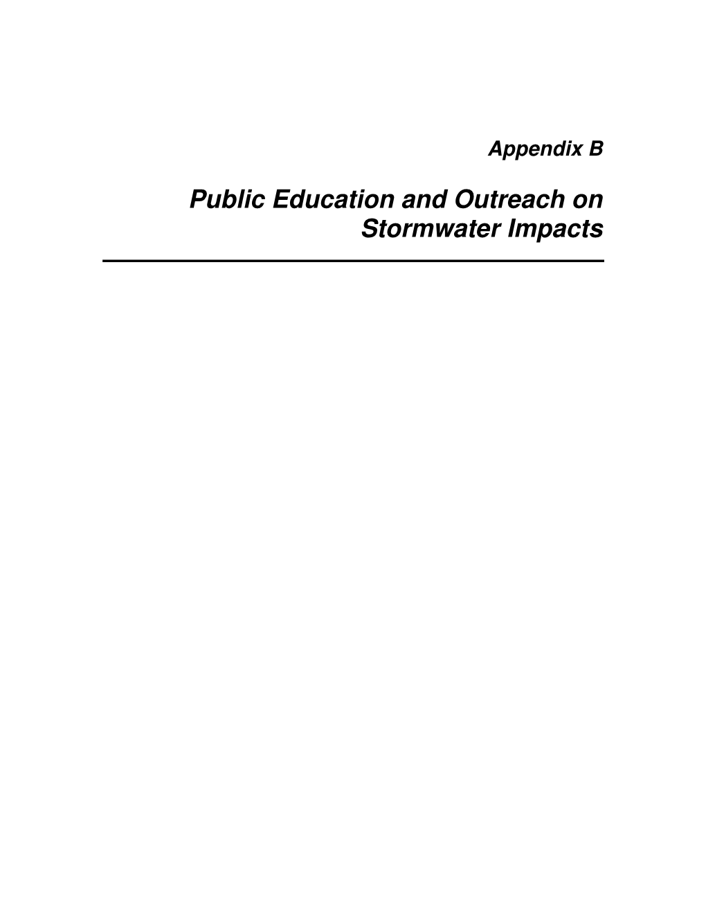 Public Education and Outreach on Stormwater Impacts