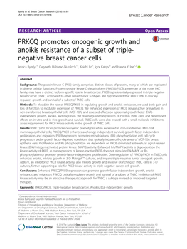 PRKCQ Promotes Oncogenic Growth and Anoikis Resistance of a Subset