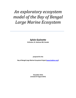 An Exploratory Ecosystem Model of the Bay of Bengal Large Marine Ecosystem