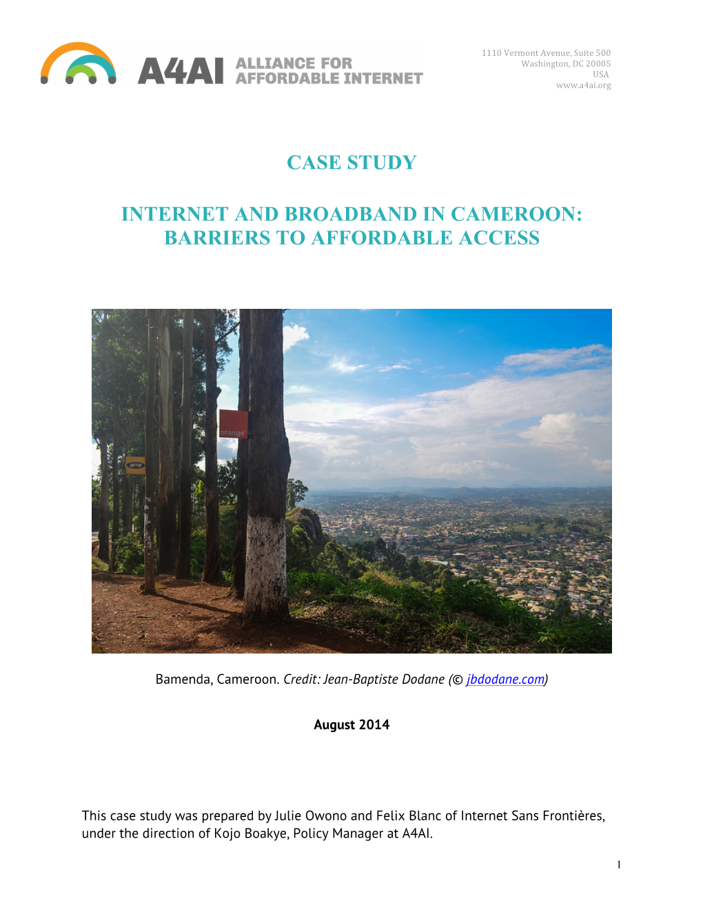 Case Study Internet and Broadband in Cameroon: Barriers