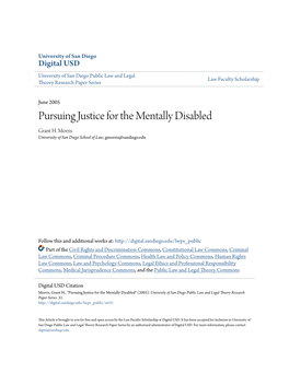 Pursuing Justice for the Mentally Disabled Grant H