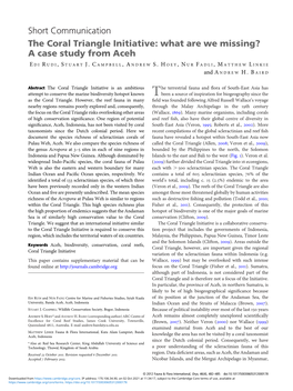 The Coral Triangle Initiative: What Are We Missing? a Case Study from Aceh