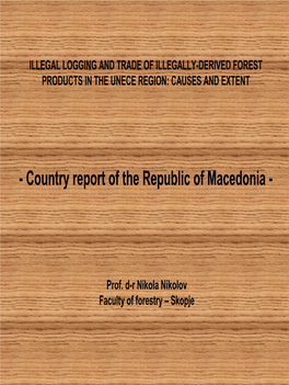 Country Report of the Republic of Macedonia