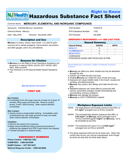 Mercury, Elemental and Inorganic Compounds