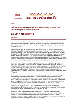 La CIA Y Montesinos
