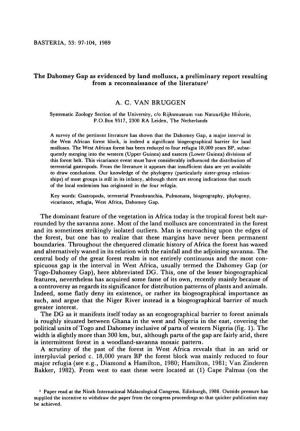 Dahomey Gap a Preliminary Report Resulting Scrutiny of Interpluvial