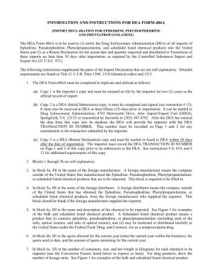 Import Declaration for Ephedrine, Pseudoephedrine, And