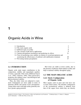 1 Organic Acids in Wine