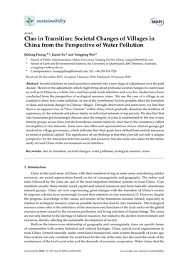Clan in Transition: Societal Changes of Villages in China from the Perspective of Water Pollution