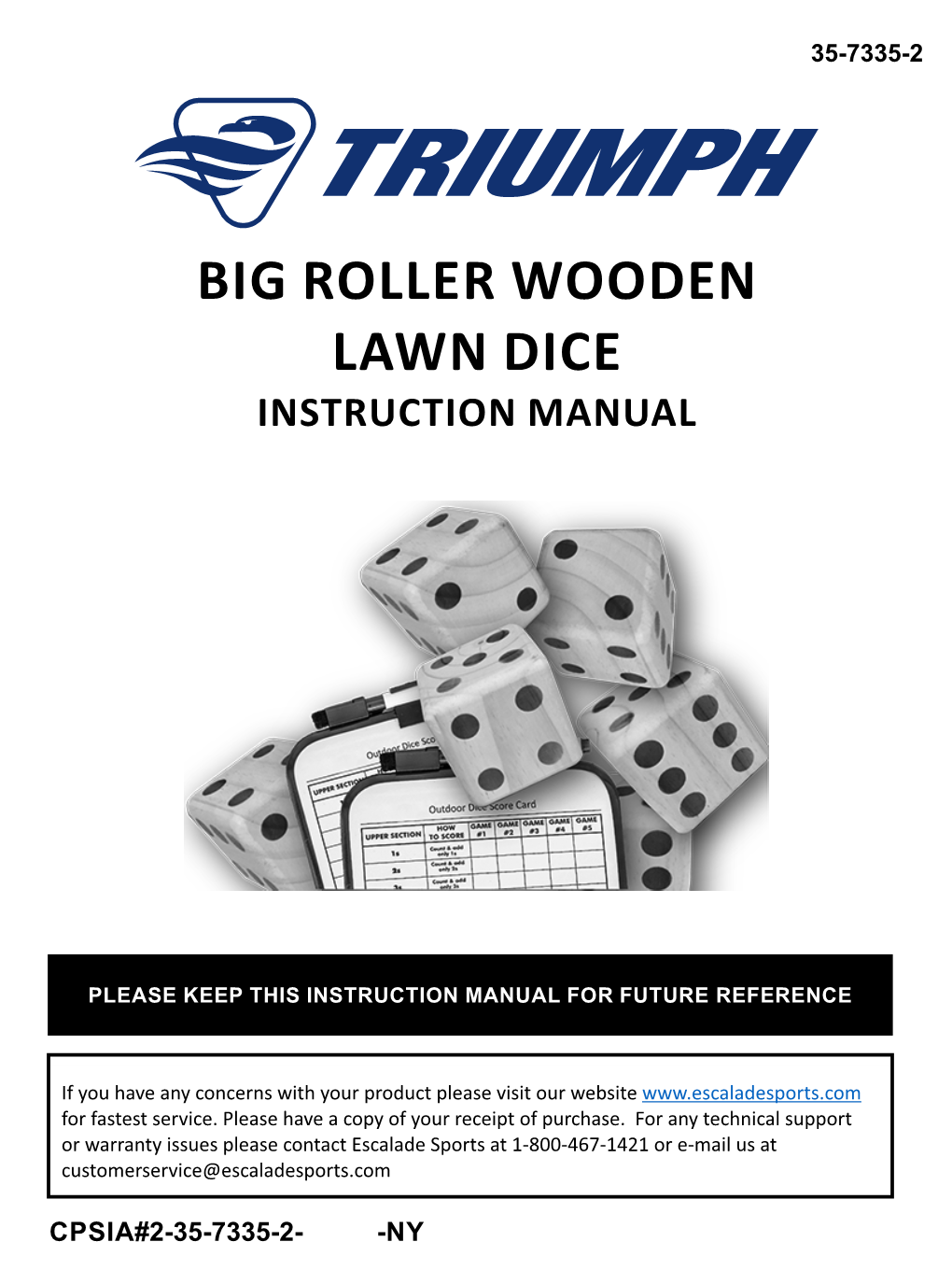 Big Roller Wooden Lawn Dice Instruction Manual