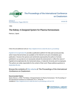 The Kidney: a Designed System for Plasma Homeostasis