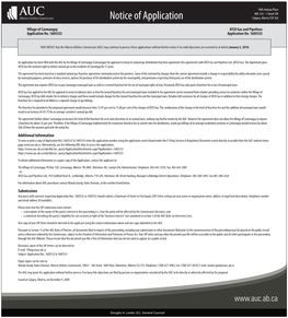 Notice of Application Calgary, Alberta T2P 3L8